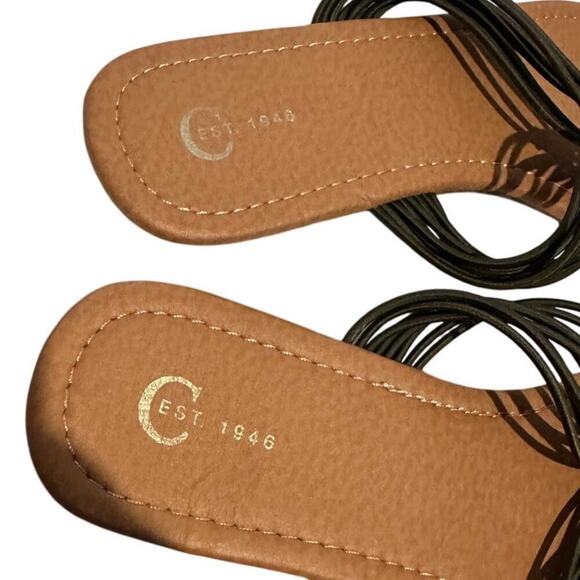 Cato Size 10 Beach Knot Braid Thong Flip Flop Sandal Olive Green Summer Vacation - Picture 3 of 6